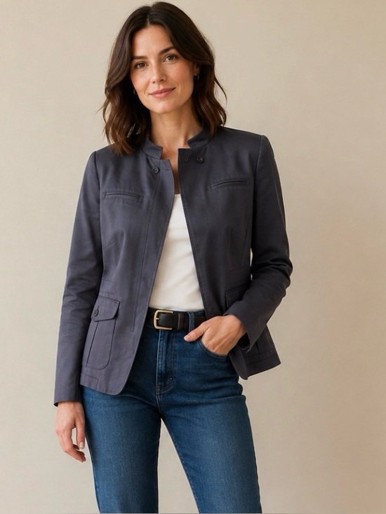 Banana Republic Jackets & Blazers - Banana Republic Gray Tailored Zipper Blazer Utility Jacket